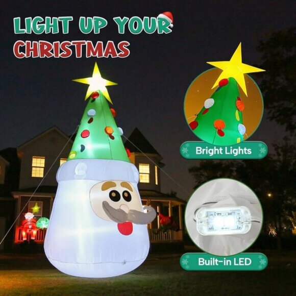 ⚡13FT Inflatable Christmas Tree with Santa Face Outdoor Decoration Party Decor - Picture 3 of 7